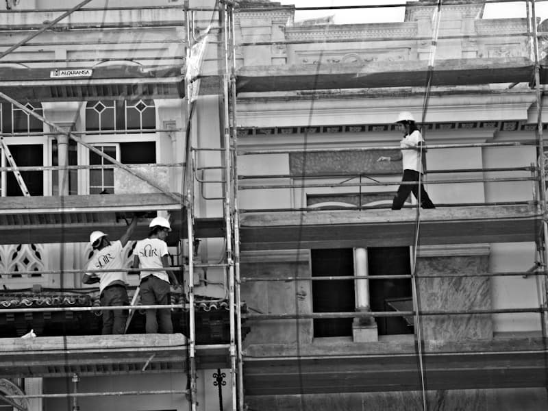 Professional construction team working on accessible housing project